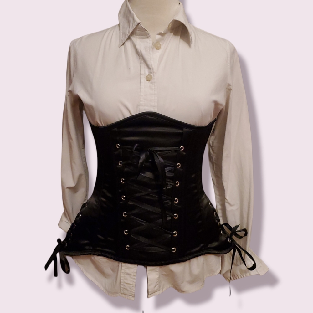 Daisy Corsets Top Drawer Black Satin Underbust Corset